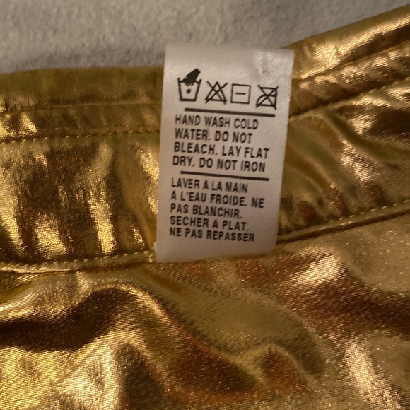 NWOT Mens Liquid Gold Metallic Button Down Short Sleeve Shirt by Gary Majdell - Picture 6 of 7